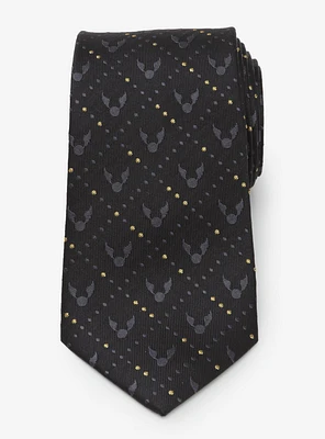Harry Potter Golden Snitch Black Silk Tie