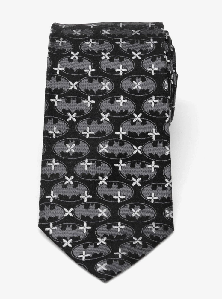 DC Comics Batman Cross Black Silk Tie