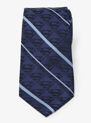 DC Comics Superman Stripe Pattern Blue Silk Tie