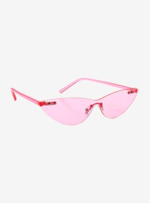 Pink Retro Frameless Sunglasses