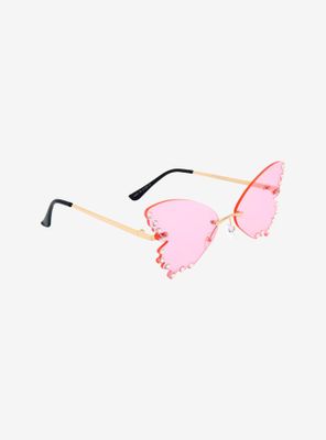 Pink Butterfly CZ Sunglasses