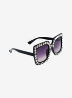Black Oversized CZ Sunglasses