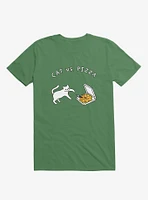 Cat Vs. Pizza Kelly Green T-Shirt