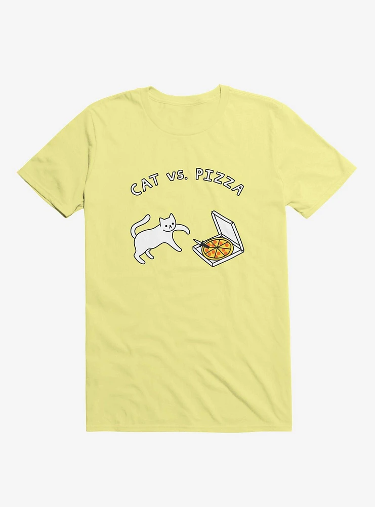 Cat Vs. Pizza Yellow T-Shirt