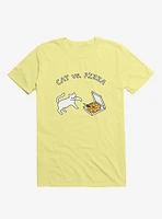 Cat Vs. Pizza Yellow T-Shirt