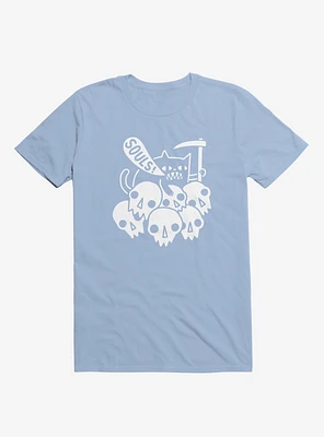 Cat Got Your Soul? Skulls Light Blue T-Shirt
