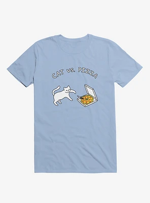 Cat Vs. Pizza Light Blue T-Shirt