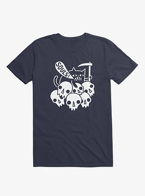 Cat Got Your Soul? Skulls Navy Blue T-Shirt