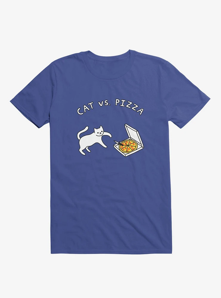 Cat Vs. Pizza Royal Blue T-Shirt