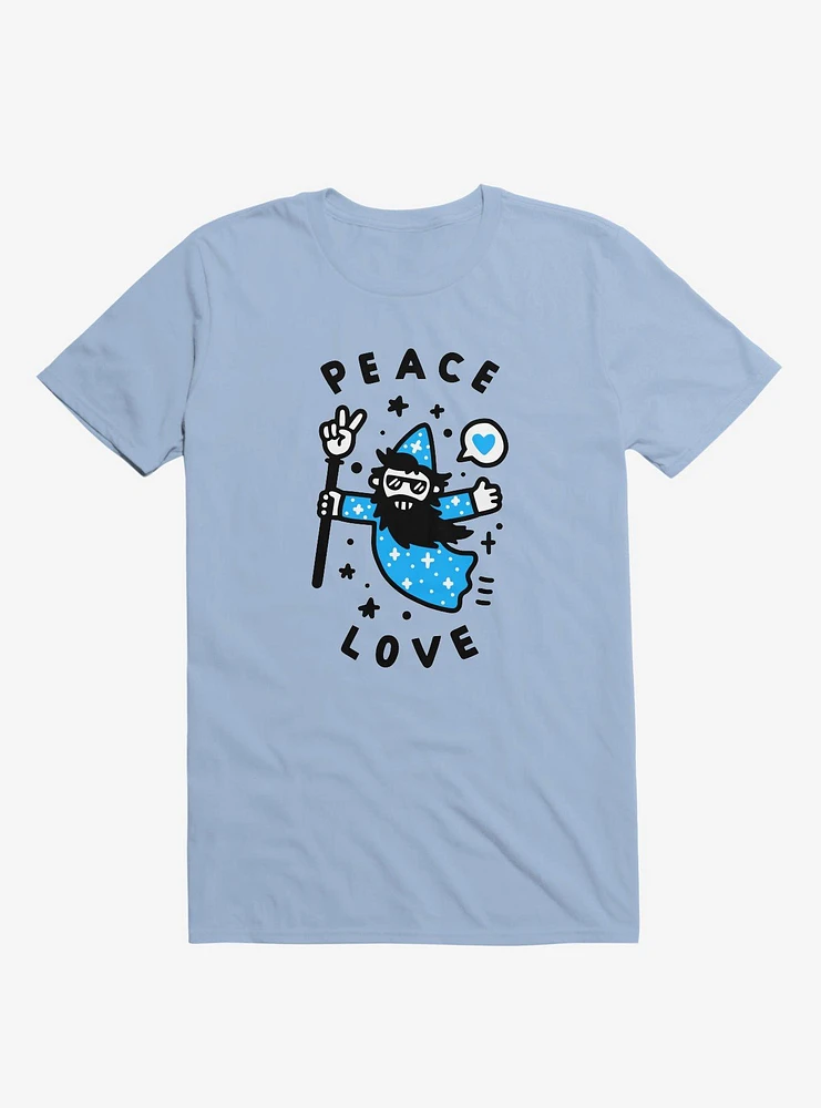 Coolest Wizard Peace Love Light Blue T-Shirt