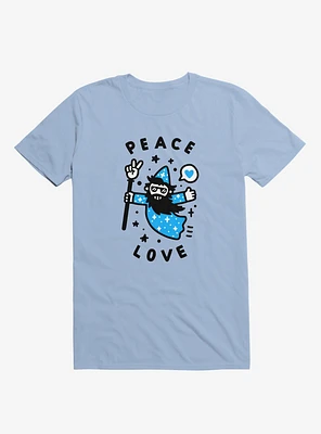 Coolest Wizard Peace Love Light Blue T-Shirt