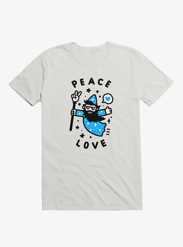 Coolest Wizard Peace Love White T-Shirt