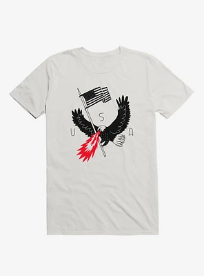 Fire Breathing Bald Eagle Of Patriotism White T-Shirt