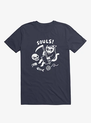 Death Cat Navy Blue T-Shirt