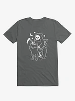 Death Rides A Black Cat Asphalt Grey T-Shirt
