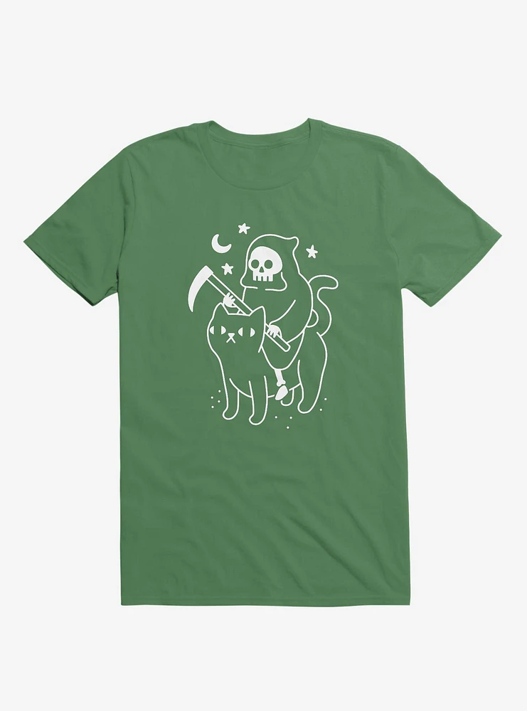Death Rides A Black Cat Kelly Green T-Shirt