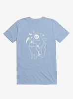 Death Rides A Black Cat Light Blue T-Shirt