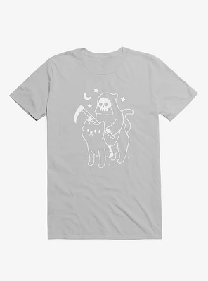 Death Rides A Black Cat Silver T-Shirt