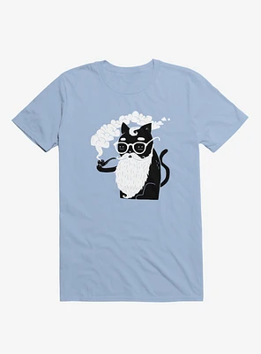 Whiskers And Pipe Cat Light Blue T-Shirt