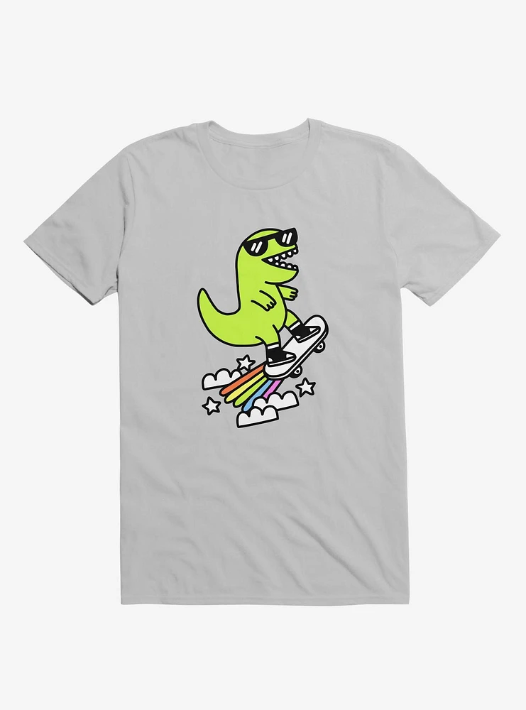 Rad Rex Skateboard Silver T-Shirt