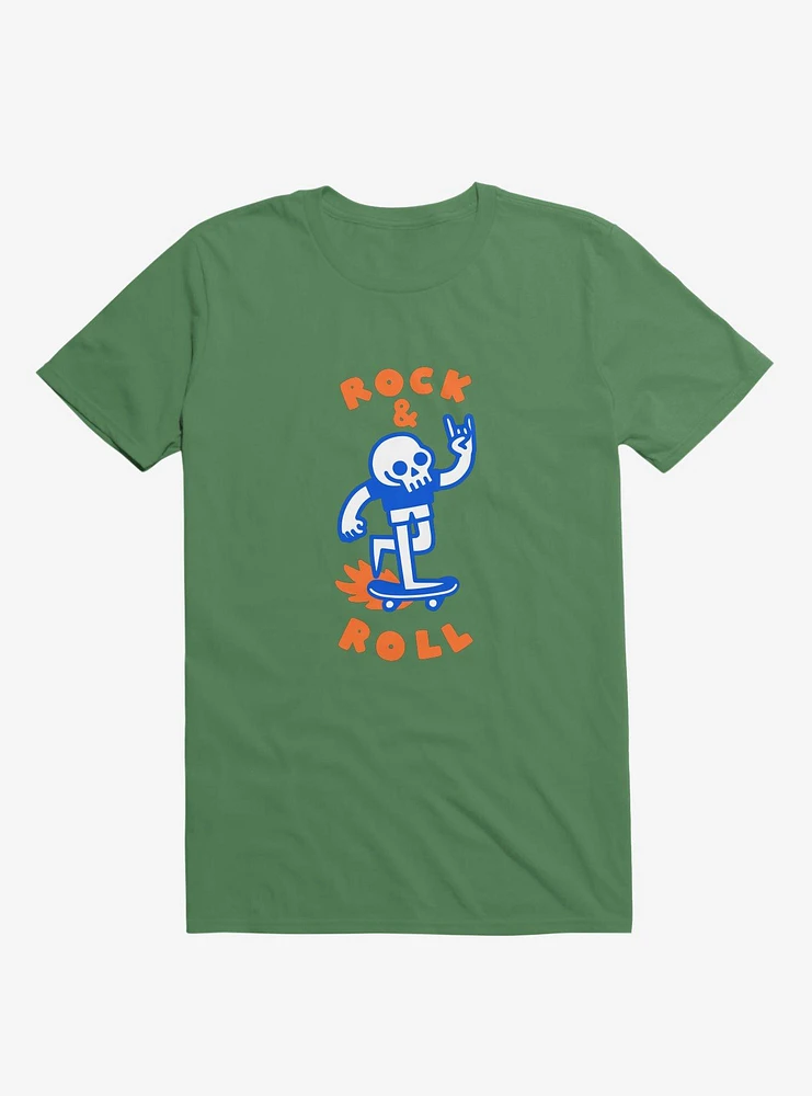 Rock & Roll Skull Kelly Green T-Shirt