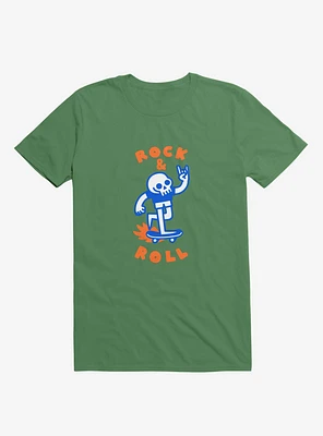Rock & Roll Skull Kelly Green T-Shirt