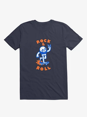 Rock & Roll Skull Navy Blue T-Shirt