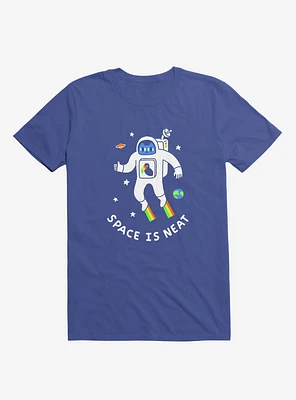 Space Is Neat Cat Astronaut Royal Blue T-Shirt
