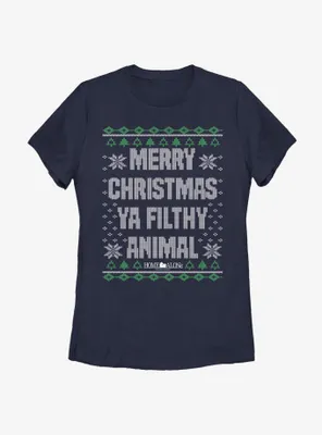 Home Alone Merry Christmas Sweater Pattern Womens T-Shirt