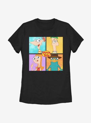 Disney Phineas And Ferb Character Box Up Womens T-Shirt