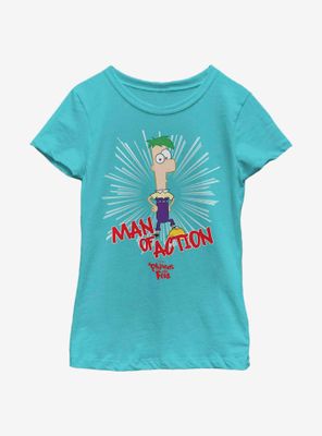 Disney Phineas And Ferb Man Of Action Youth Girls T-Shirt