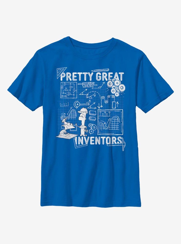 Disney Phineas And Ferb Inventor Schematics Youth T-Shirt