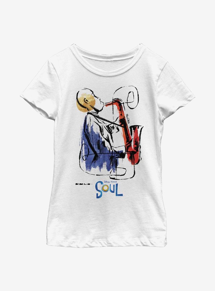 Disney Pixar Soul Saxophone Painting Youth Girls T-Shirt