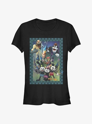 Disney Epic Mickey Characters Group Poster Style Girls T-Shirt