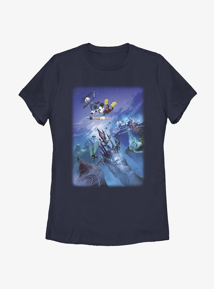 Disney Epic Mickey Castle Flight Womens T-Shirt