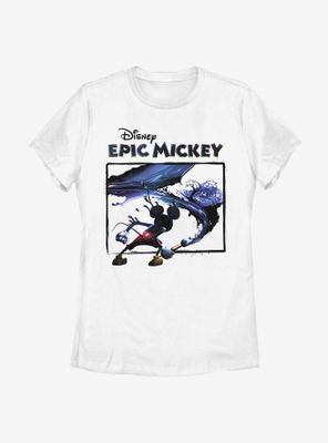 Disney Epic Mickey Paintbrush Splatter Womens T-Shirt