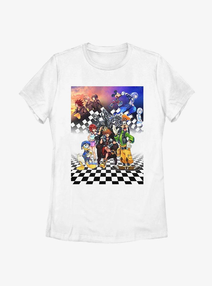 Disney Kingdom Hearts Group Checkers Womens T-Shirt
