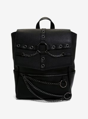 Black Grommet O-Ring Chain Mini Backpack