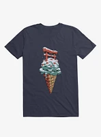 Japanese Flavor Ice Cream Navy Blue T-Shirt