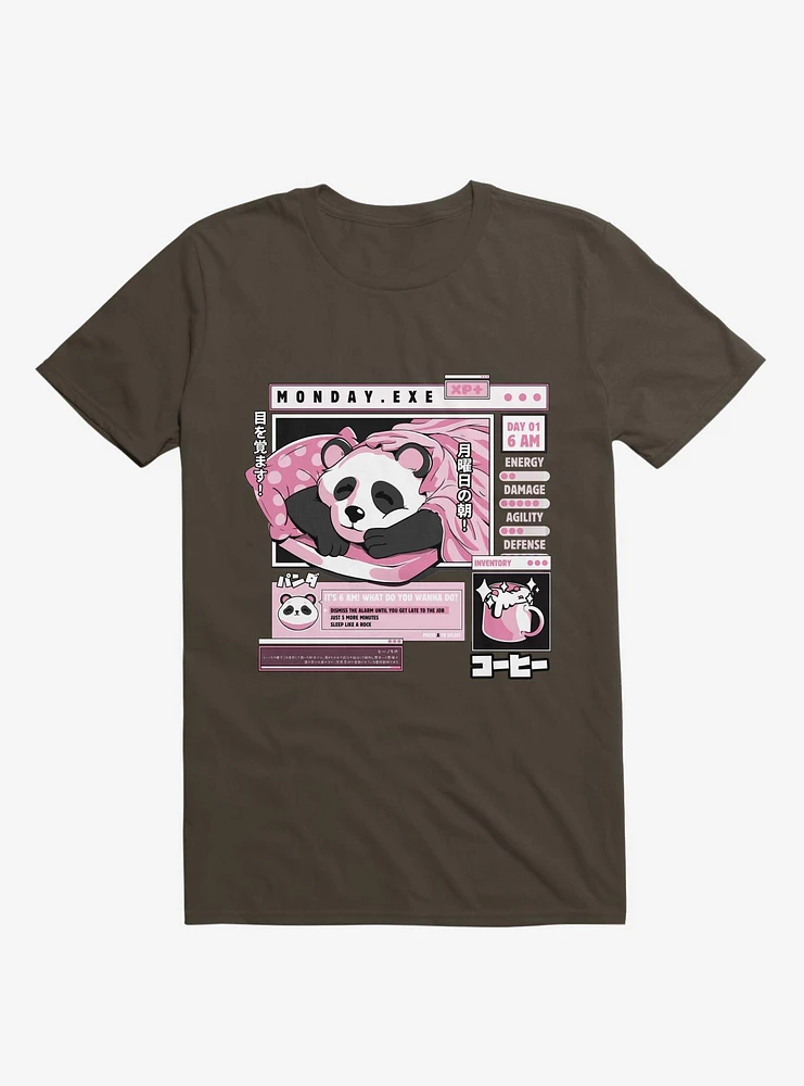 Monday Exe Sleeping Panda Brown T-Shirt