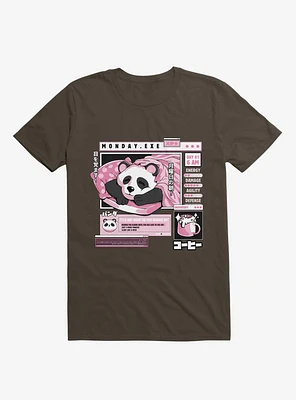 Monday Exe Sleeping Panda Brown T-Shirt