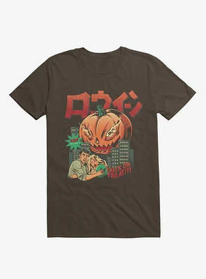 Pumpkinzilla Trick Or Treat!!! Brown T-Shirt
