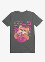 Shiba Eating Noodles Charcoal Grey T-Shirt