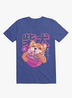 Shiba Eating Noodles Royal Blue T-Shirt