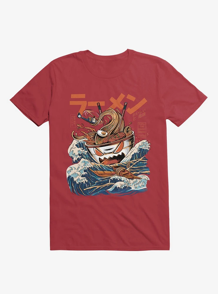 The Black Great Ramen Attack Red T-Shirt