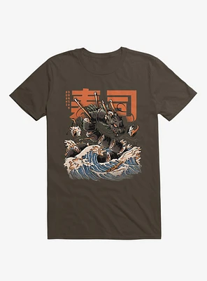 The Black Sushi Dragon Attack Brown T-Shirt