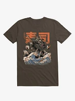 The Black Sushi Dragon Attack Brown T-Shirt