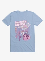 Unicorn Calypse Rainbow Sunshine Attack Light Blue T-Shirt