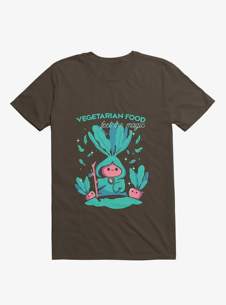 Vegetarian Food Feel The Magic Brown T-Shirt