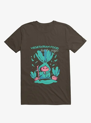 Vegetarian Food Feel The Magic Brown T-Shirt
